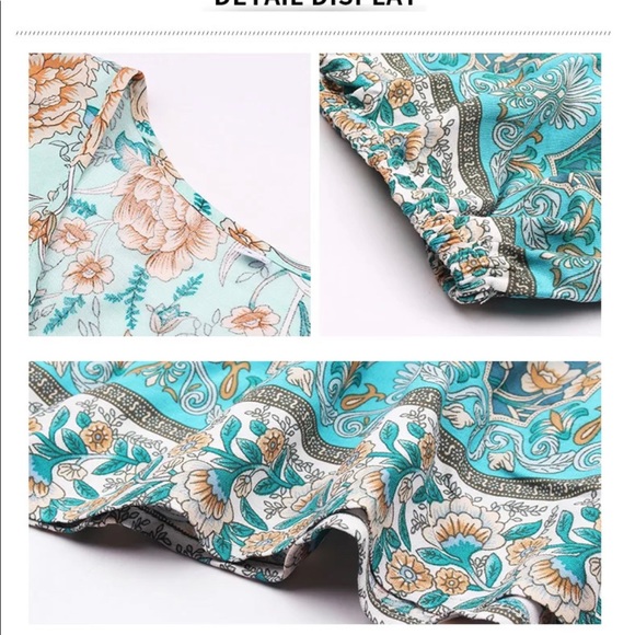 (Last 1) New just in!Boho floral summer dress A-line in MINT color. - Picture 5 of 6